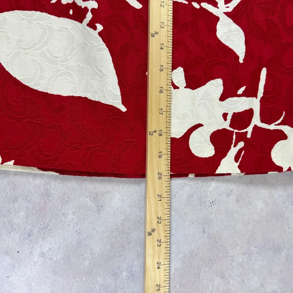Talbots Skirt Womens 12p PETITE Jacquard Career Knee Length Red White Lined NEW